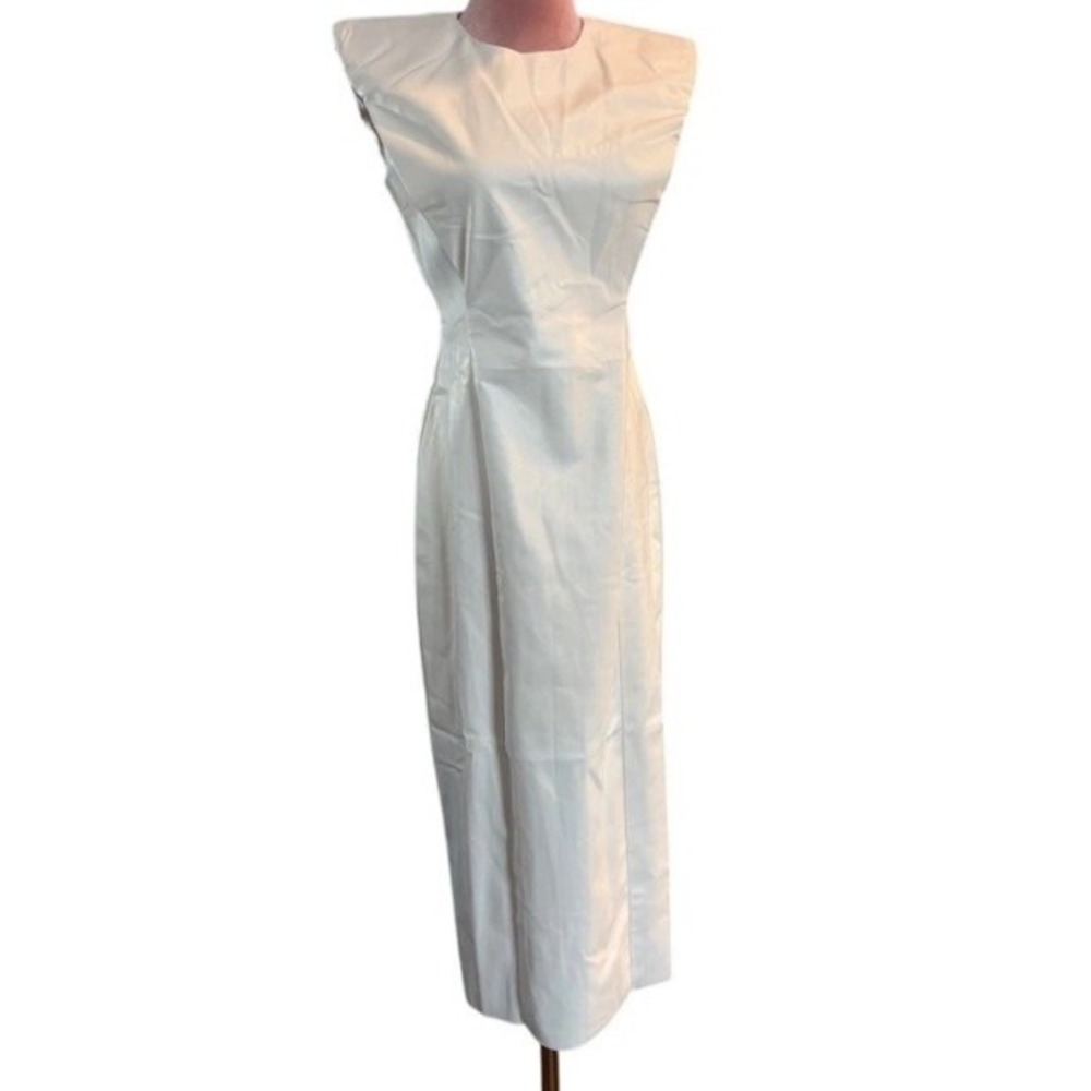 NWT CHOOSY Dress‎ White Faux Leather Midi Unlined Sleeveless Zipper Close 2 XS